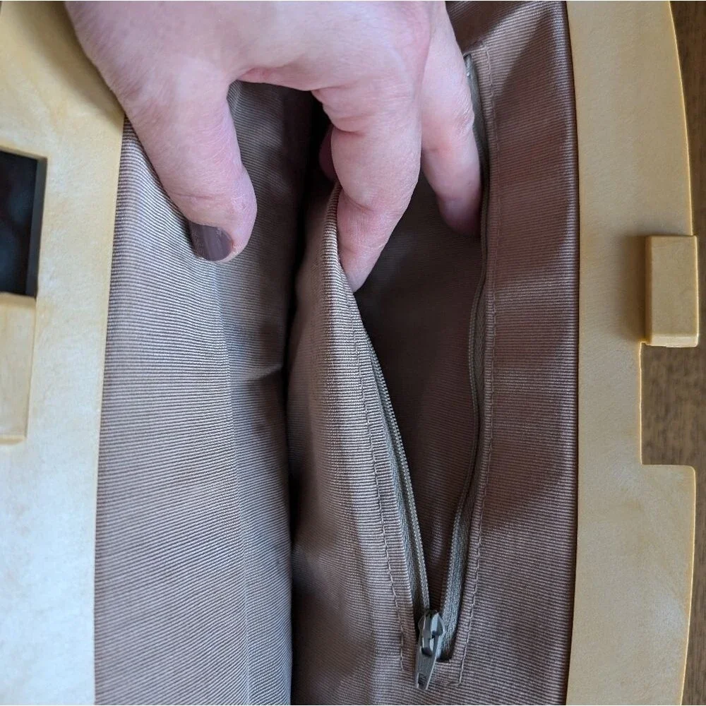Vintage cream leather clutch